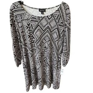 NWT AB Studio Black & White 3/4 Sleeve Women's Dress Size XL